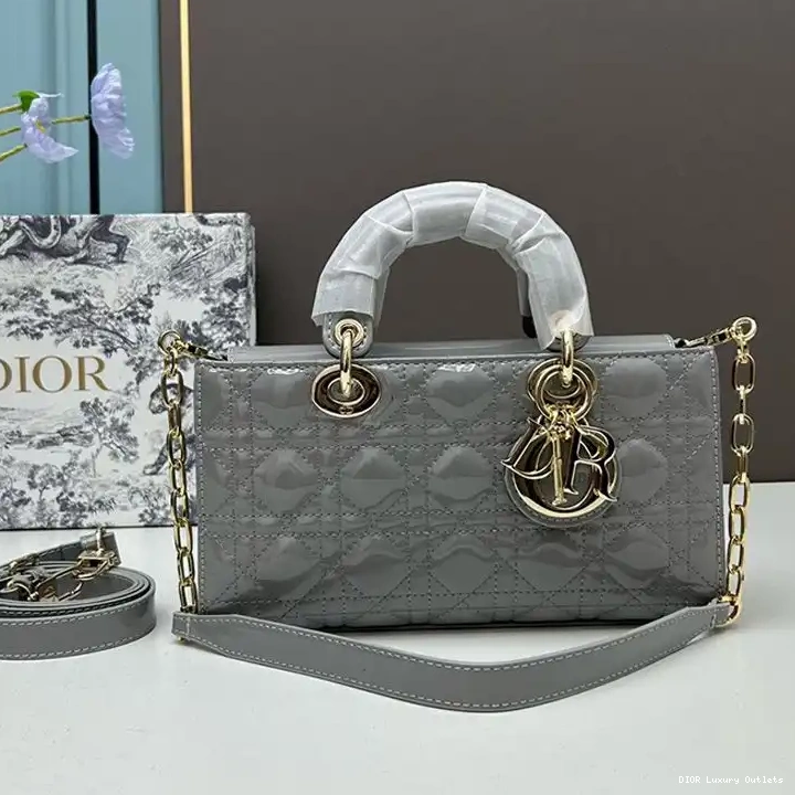 Lady Bag Grey Cannage D-Joy Patent Medium Calfskin 0501 Luxury